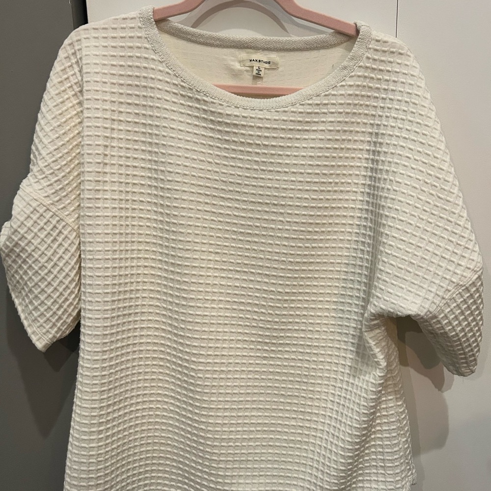 Max Studio Cream Pink Boxy Sweatshirt